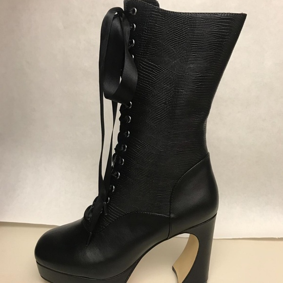 Women's Lash Hippie High Lace up Block Knee Boots - Picture 3 of 8